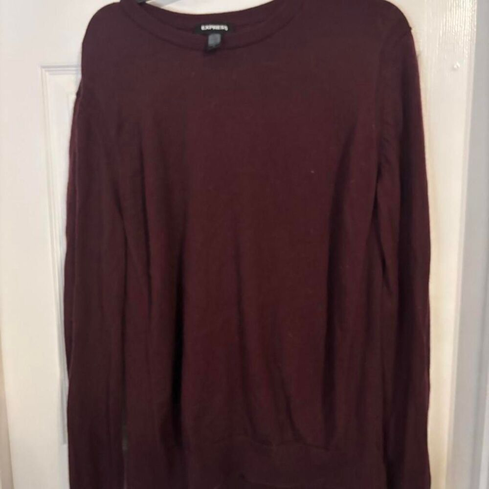 Express Men's Burgundy and Red Jumper